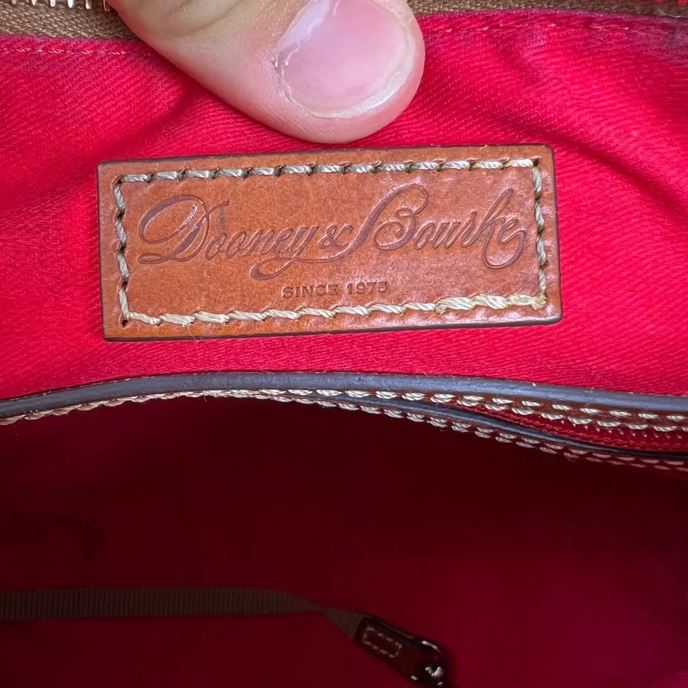 Dooney & Bourke Pebble Grain Leather Hobo Bag Burgundy Brown Trim Good Condition